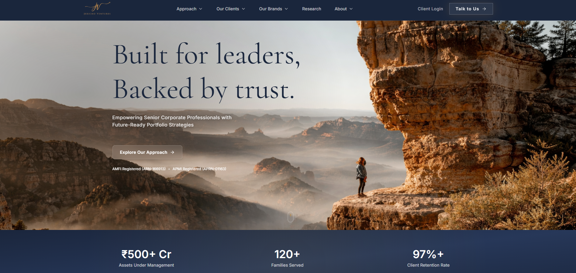 Jericho Ventures website redesign, showing its investment-focused positioning and visual identity